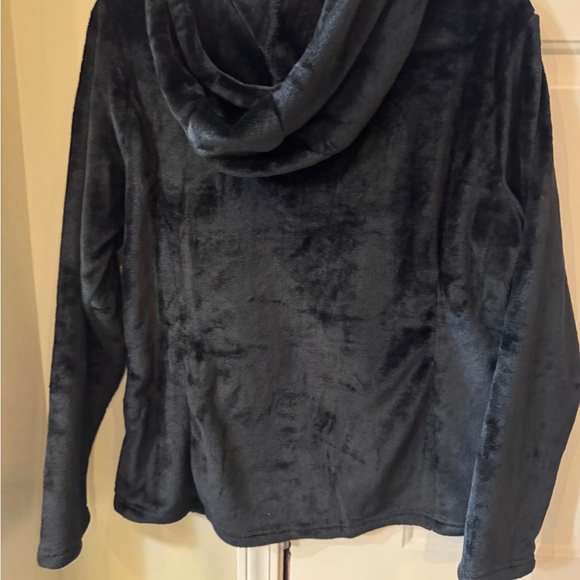 bebe Black Plush Zip Front  Hoodie Jacket with Logo size large - Picture 3 of 5